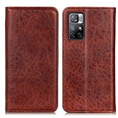 Custodia Portafoglio In Pelle Cover con Supporto K01Z per Xiaomi Redmi Note 11 5G Marrone