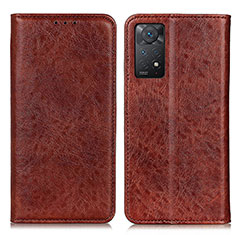 Custodia Portafoglio In Pelle Cover con Supporto K01Z per Xiaomi Redmi Note 12 Pro 4G Marrone