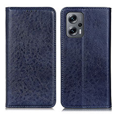 Custodia Portafoglio In Pelle Cover con Supporto K01Z per Xiaomi Redmi Note 12T Pro 5G Blu