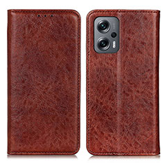 Custodia Portafoglio In Pelle Cover con Supporto K01Z per Xiaomi Redmi Note 12T Pro 5G Marrone