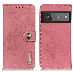 Custodia Portafoglio In Pelle Cover con Supporto K02Z per Google Pixel 6 Pro 5G Rosa