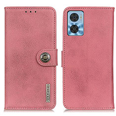 Custodia Portafoglio In Pelle Cover con Supporto K02Z per Motorola Moto E22 Rosa