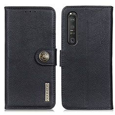 Custodia Portafoglio In Pelle Cover con Supporto K02Z per Sony Xperia 1 III Nero