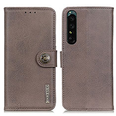 Custodia Portafoglio In Pelle Cover con Supporto K02Z per Sony Xperia 1 IV Grigio