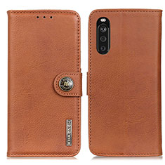 Custodia Portafoglio In Pelle Cover con Supporto K02Z per Sony Xperia 10 III Lite Marrone