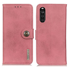 Custodia Portafoglio In Pelle Cover con Supporto K02Z per Sony Xperia 10 III Rosa