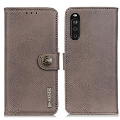 Custodia Portafoglio In Pelle Cover con Supporto K02Z per Sony Xperia 10 III SOG04 Grigio