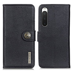 Custodia Portafoglio In Pelle Cover con Supporto K02Z per Sony Xperia 10 IV Nero