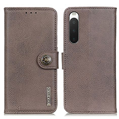 Custodia Portafoglio In Pelle Cover con Supporto K02Z per Sony Xperia 10 IV SO-52C Grigio