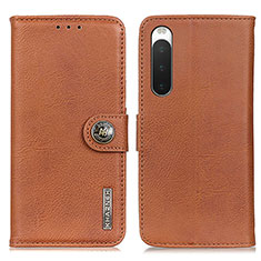 Custodia Portafoglio In Pelle Cover con Supporto K02Z per Sony Xperia 10 V Marrone