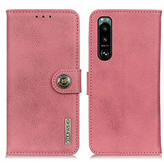 Custodia Portafoglio In Pelle Cover con Supporto K02Z per Sony Xperia 5 III SO-53B Rosa