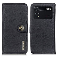 Custodia Portafoglio In Pelle Cover con Supporto K02Z per Xiaomi Poco M4 Pro 4G Nero