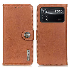Custodia Portafoglio In Pelle Cover con Supporto K02Z per Xiaomi Poco X4 Pro 5G Marrone