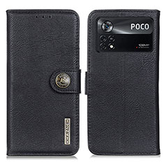 Custodia Portafoglio In Pelle Cover con Supporto K02Z per Xiaomi Poco X4 Pro 5G Nero