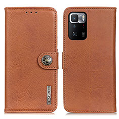 Custodia Portafoglio In Pelle Cover con Supporto K02Z per Xiaomi Redmi Note 10 Pro 5G Marrone