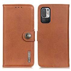 Custodia Portafoglio In Pelle Cover con Supporto K02Z per Xiaomi Redmi Note 10T 5G Marrone