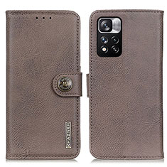 Custodia Portafoglio In Pelle Cover con Supporto K02Z per Xiaomi Redmi Note 11 Pro+ Plus 5G Grigio