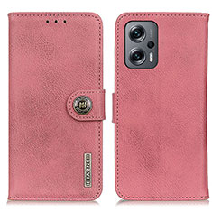 Custodia Portafoglio In Pelle Cover con Supporto K02Z per Xiaomi Redmi Note 11T Pro 5G Rosa