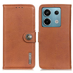 Custodia Portafoglio In Pelle Cover con Supporto K02Z per Xiaomi Redmi Note 13 Pro 5G Marrone