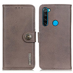 Custodia Portafoglio In Pelle Cover con Supporto K02Z per Xiaomi Redmi Note 8 (2021) Grigio