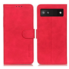 Custodia Portafoglio In Pelle Cover con Supporto K03Z per Google Pixel 6a 5G Rosso