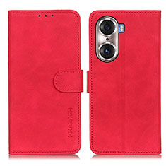 Custodia Portafoglio In Pelle Cover con Supporto K03Z per Huawei Honor 60 5G Rosso