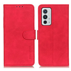 Custodia Portafoglio In Pelle Cover con Supporto K03Z per OnePlus 9RT 5G Rosso