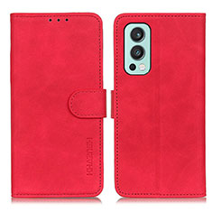 Custodia Portafoglio In Pelle Cover con Supporto K03Z per OnePlus Nord 2 5G Rosso