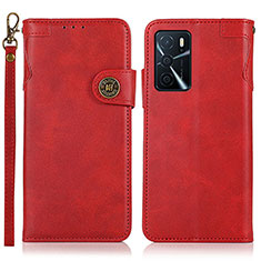 Custodia Portafoglio In Pelle Cover con Supporto K03Z per Oppo A16 Rosso