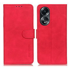 Custodia Portafoglio In Pelle Cover con Supporto K03Z per Oppo A18 Rosso