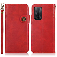 Custodia Portafoglio In Pelle Cover con Supporto K03Z per Oppo A53s 5G Rosso