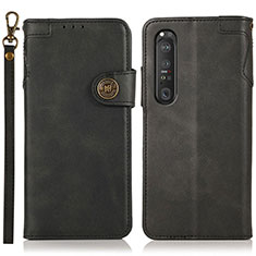 Custodia Portafoglio In Pelle Cover con Supporto K03Z per Sony Xperia 1 III Nero