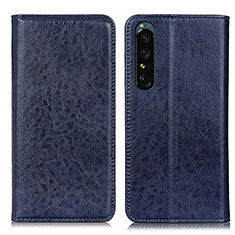 Custodia Portafoglio In Pelle Cover con Supporto K03Z per Sony Xperia 1 IV SO-51C Blu