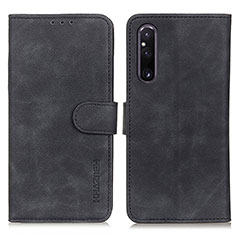 Custodia Portafoglio In Pelle Cover con Supporto K03Z per Sony Xperia 1 V Nero