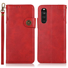 Custodia Portafoglio In Pelle Cover con Supporto K03Z per Sony Xperia 10 III Lite Rosso