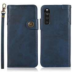 Custodia Portafoglio In Pelle Cover con Supporto K03Z per Sony Xperia 10 III SOG04 Blu