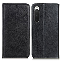 Custodia Portafoglio In Pelle Cover con Supporto K03Z per Sony Xperia 10 IV SO-52C Nero