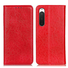 Custodia Portafoglio In Pelle Cover con Supporto K03Z per Sony Xperia 10 IV SOG07 Rosso