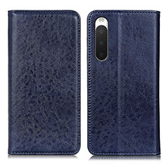 Custodia Portafoglio In Pelle Cover con Supporto K03Z per Sony Xperia 10 V Blu