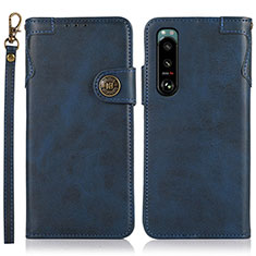 Custodia Portafoglio In Pelle Cover con Supporto K03Z per Sony Xperia 5 III SO-53B Blu