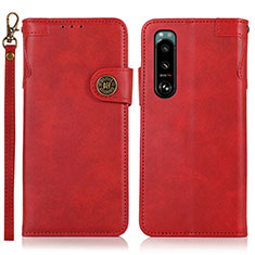 Custodia Portafoglio In Pelle Cover con Supporto K03Z per Sony Xperia 5 III SO-53B Rosso