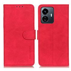 Custodia Portafoglio In Pelle Cover con Supporto K03Z per Vivo iQOO Z6 Lite 5G Rosso