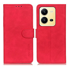 Custodia Portafoglio In Pelle Cover con Supporto K03Z per Vivo X80 Lite 5G Rosso