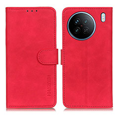 Custodia Portafoglio In Pelle Cover con Supporto K03Z per Vivo X90 5G Rosso
