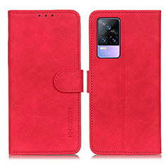 Custodia Portafoglio In Pelle Cover con Supporto K03Z per Vivo Y73 (2021) Rosso