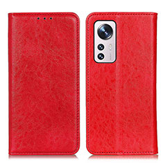 Custodia Portafoglio In Pelle Cover con Supporto K03Z per Xiaomi Mi 12S Pro 5G Rosso
