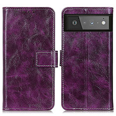 Custodia Portafoglio In Pelle Cover con Supporto K04Z per Google Pixel 6 5G Viola