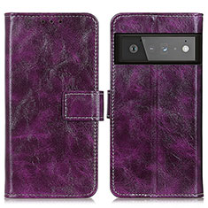 Custodia Portafoglio In Pelle Cover con Supporto K04Z per Google Pixel 6 Pro 5G Viola