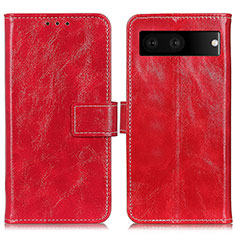 Custodia Portafoglio In Pelle Cover con Supporto K04Z per Google Pixel 7 5G Rosso