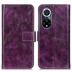 Custodia Portafoglio In Pelle Cover con Supporto K04Z per Huawei Honor 50 5G Viola